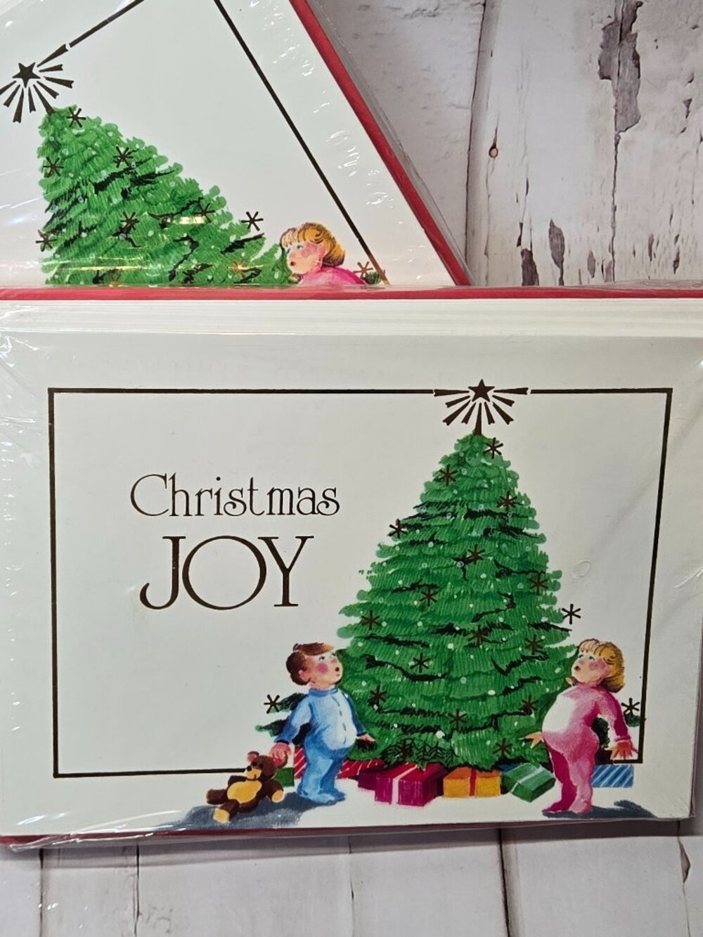 Vintage Christmas Card Set - Nostalgic "Christmas Joy" Design, 24 count A7 Cards